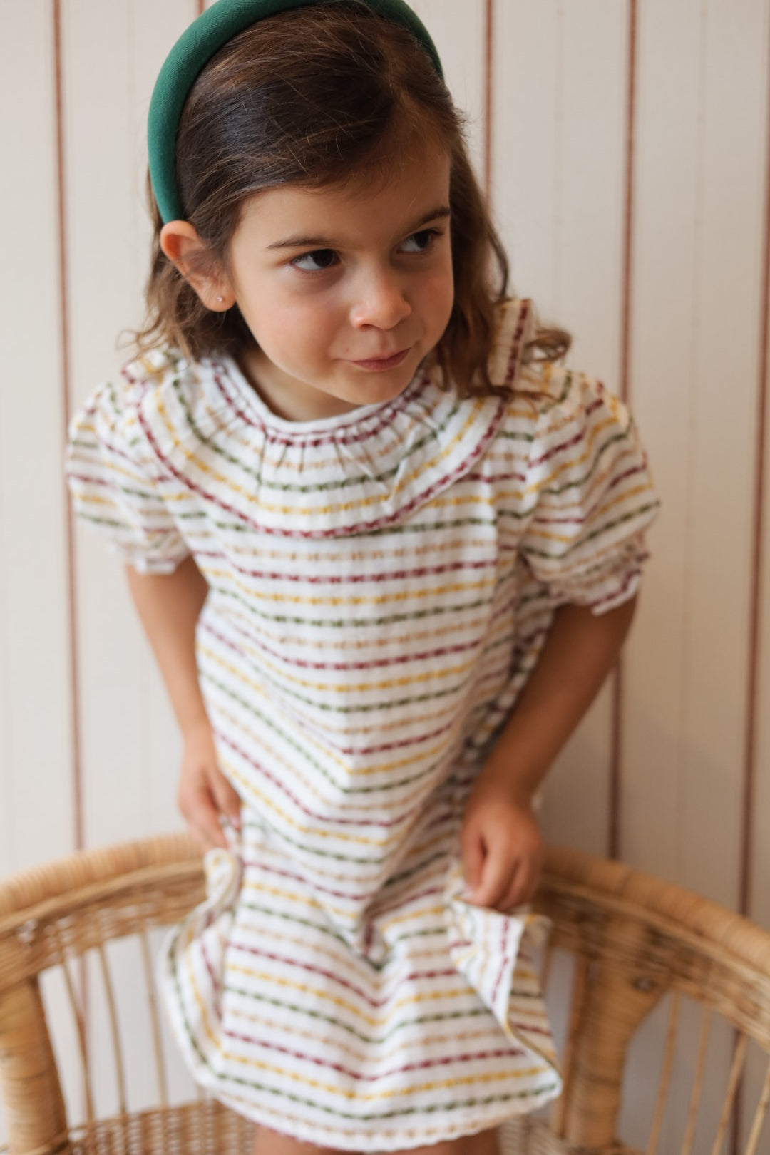 Vestido Riscas Caqui